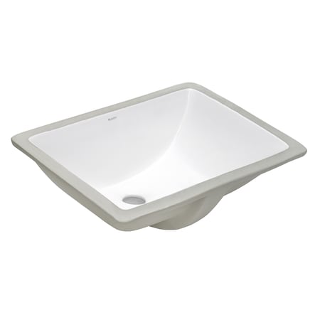 Ruvati 17"x12" Undermnt Bthrm Vanity Sink Wht Rectangular Ceramic W/ Overflow RVB0718